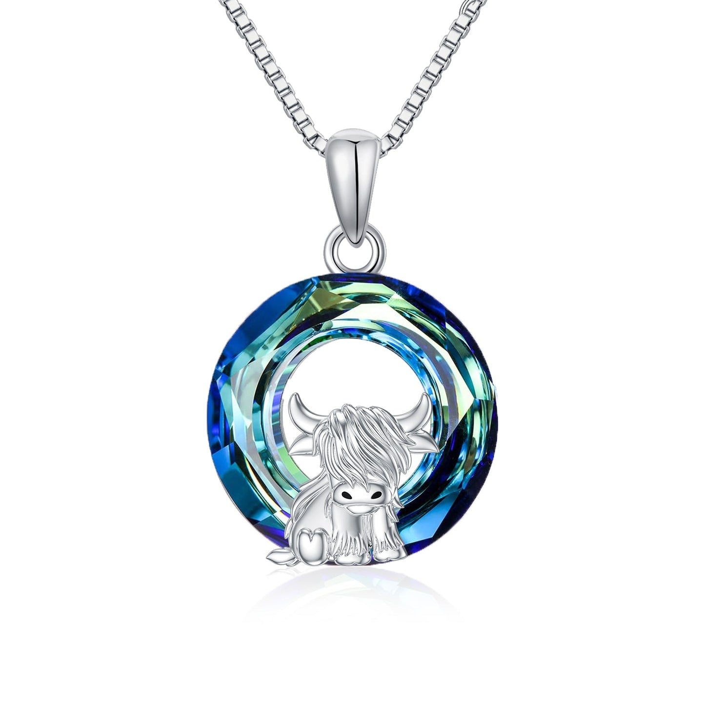 Highland Cow Necklace Anklet for Women 925 Sterling Silver Cow Crystal Necklace LadyShow.Store