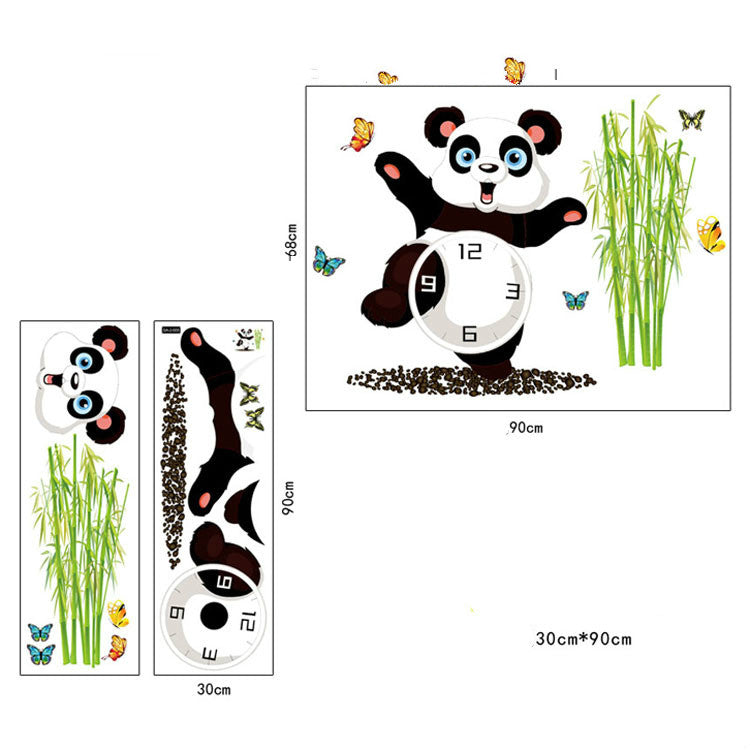 Creative clock panda wall stickers PearlNestDecor.com