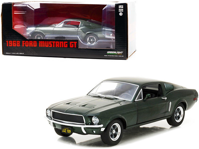 1968 Ford Mustang GT Fastback Highland Green Metallic 1/24 Diecast Model Car by Greenlight LuxuryLifeWay Online Store