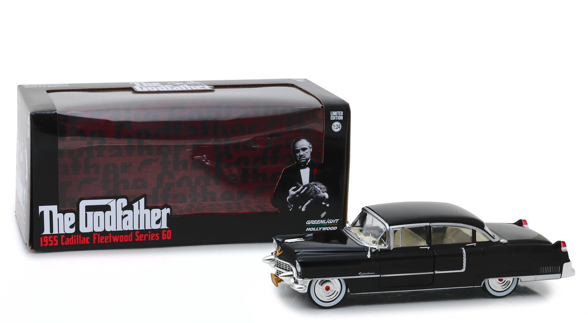 1955 Cadillac Fleetwood Series 60 Black "The Godfather" (1972) Movie 1/24 Diecast Model Car by Greenlight LuxuryLifeWay Online Store