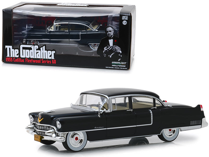 1955 Cadillac Fleetwood Series 60 Black "The Godfather" (1972) Movie 1/24 Diecast Model Car by Greenlight LuxuryLifeWay Online Store