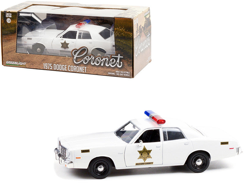1975 Dodge Coronet White "Hazzard County Sheriff" 1/24 Diecast Model Car by Greenlight LuxuryLifeWay Online Store