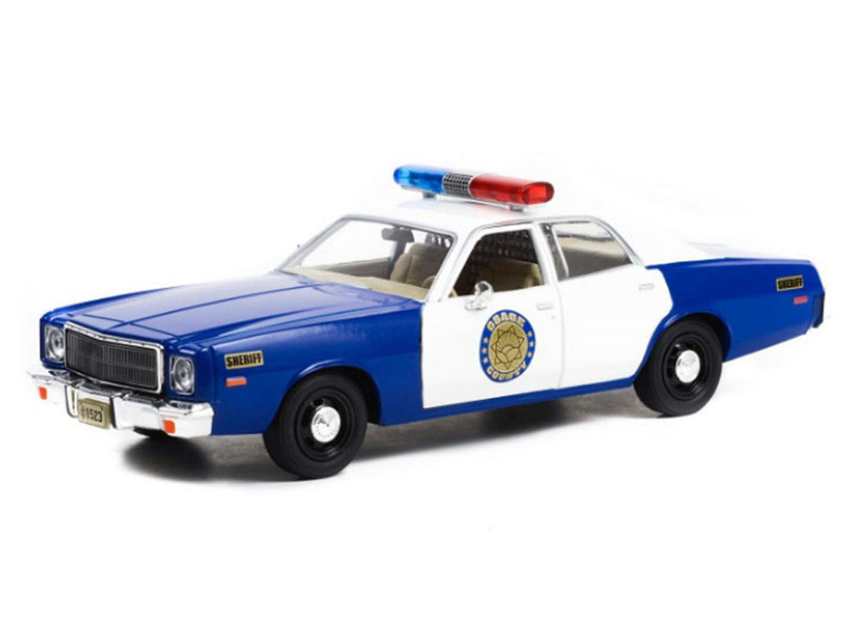 1975 Plymouth Fury "Osage County Sheriff" Blue and White 1/24 Diecast Model Car by Greenlight LuxuryLifeWay Online Store