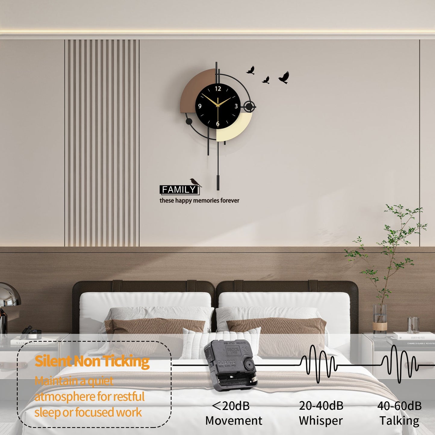 Modern Metal Wall Clock Decorative Pendulum Home Decor PearlNestDecor.com
