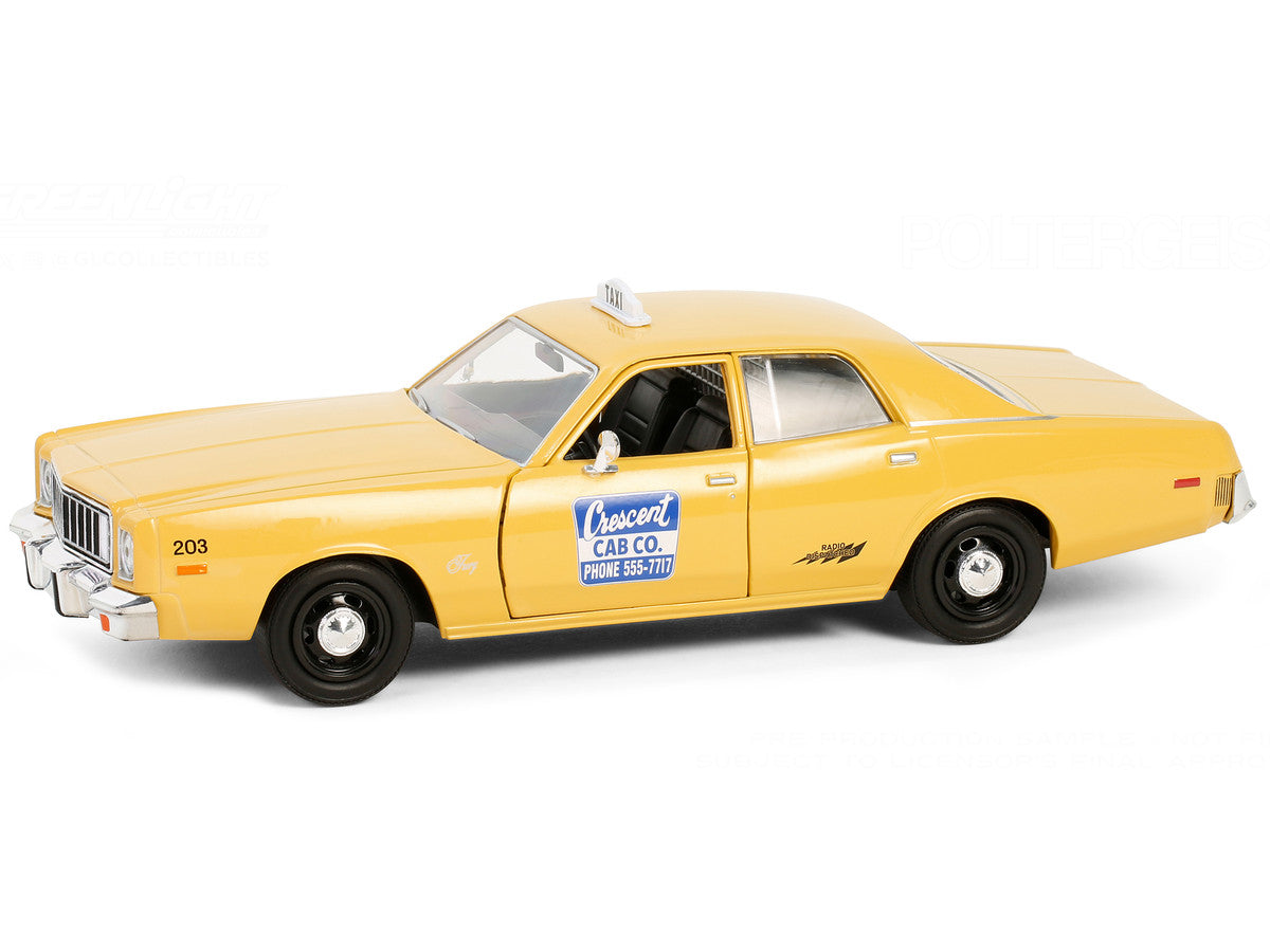1975 Plymouth Fury Taxi "Crescent Cab Co." Yellow "Poltergeist" (1982) Movie "Hollywood" Series 20 1/24 Diecast Model Car by Greenlight LuxuryLifeWay Online Store
