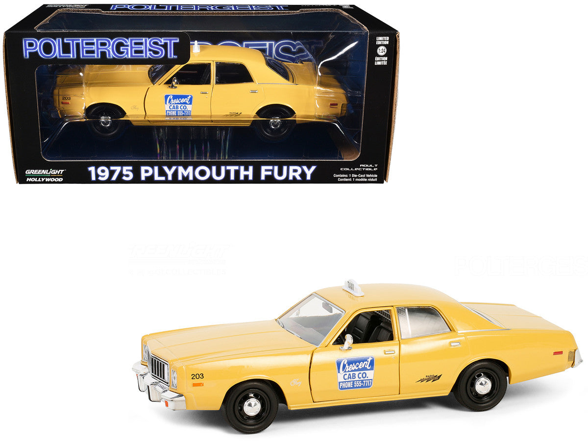 1975 Plymouth Fury Taxi "Crescent Cab Co." Yellow "Poltergeist" (1982) Movie "Hollywood" Series 20 1/24 Diecast Model Car by Greenlight LuxuryLifeWay Online Store