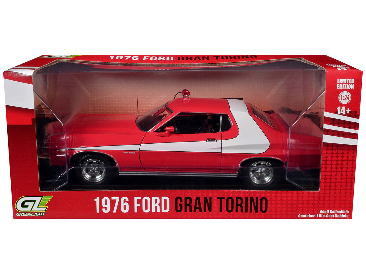 1976 Ford Gran Torino Red with White Graphics "Hollywood Greatest Hits" Series 1/24 Diecast Model Car by Greenlight LuxuryLifeWay Online Store