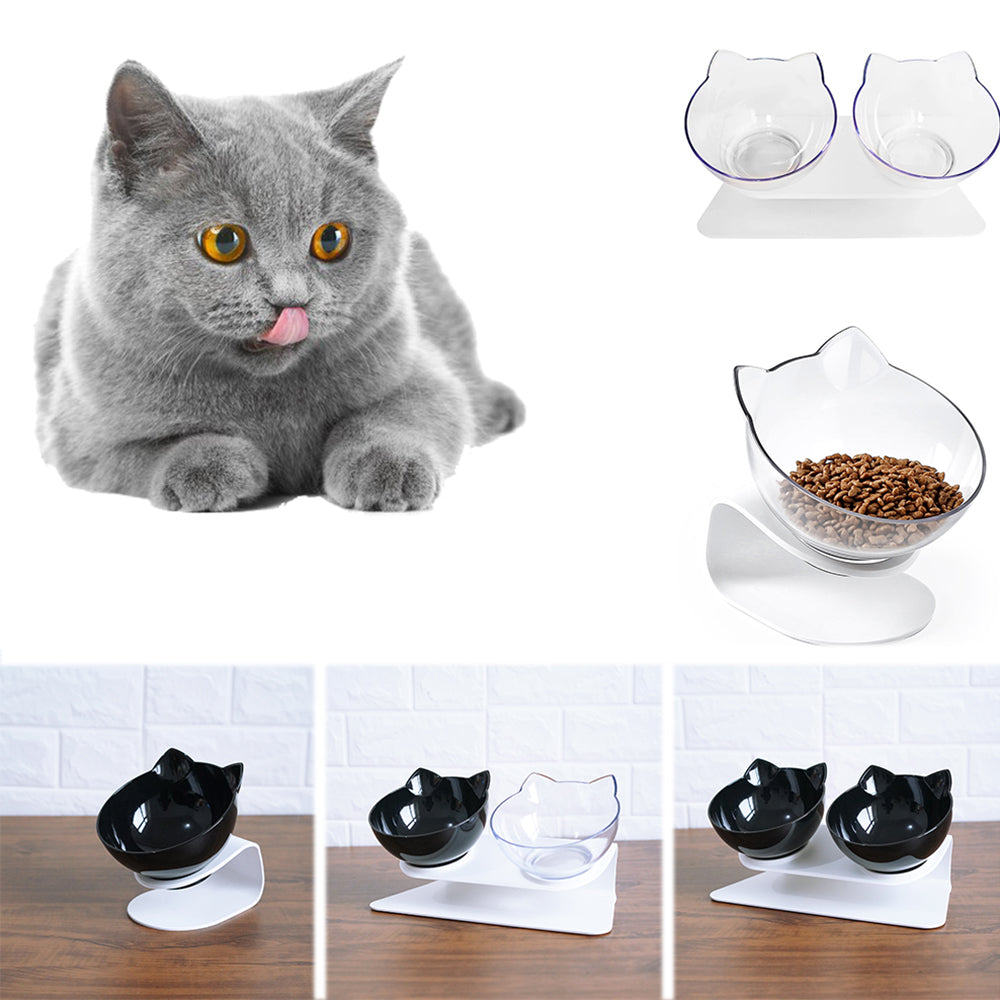 Cat Double Bowl Cat Food Bowl Protects Cervical Vertebra Pets Fashion