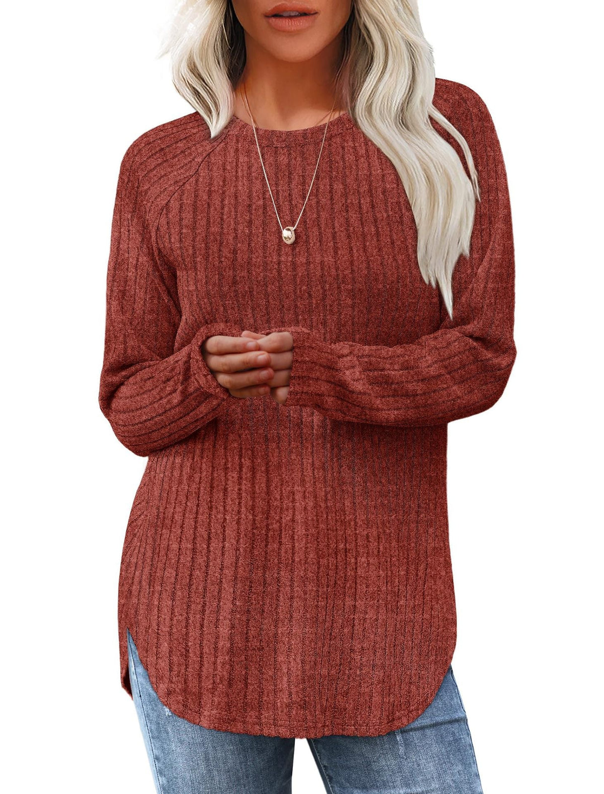 2026 European And American Women's Autumn New Loose Round Neck Base Shirt Long Sleeved Shirt NorixaFashion.com