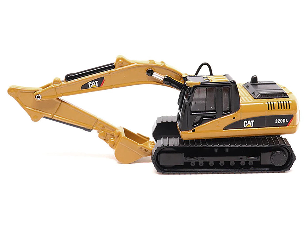 Kenworth T880 SBFS Sleeper Tandem Tractor Black with Lowboy Trailer and CAT 320D L Hydraulic Excavator Yellow 1/87 (HO) Diecast Model by Diecast Masters LuxuryLifeWay Online Store