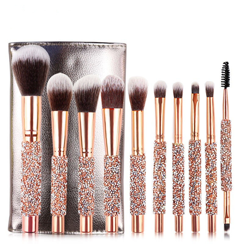 Set Of 10 Diamond Handle Makeup Brushes Beauty Tools Makeup LadyShow.Store