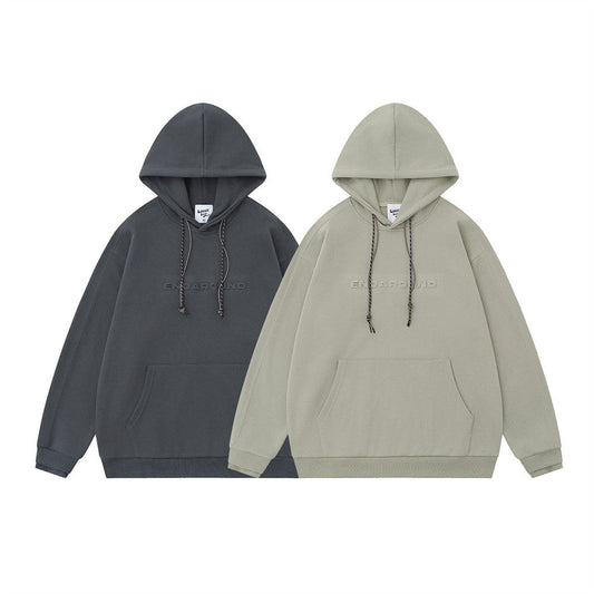 Simple Letter Embossed Pullover Loose Sweater Men's Clothing Best YouTube Store
