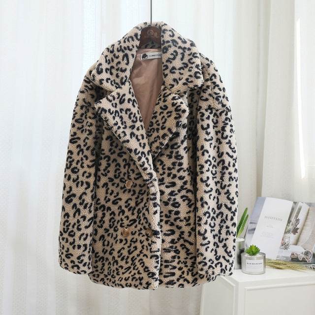 Women's Fur Coat Winter Loose Short Windbreaker Jacket Pi-Mart