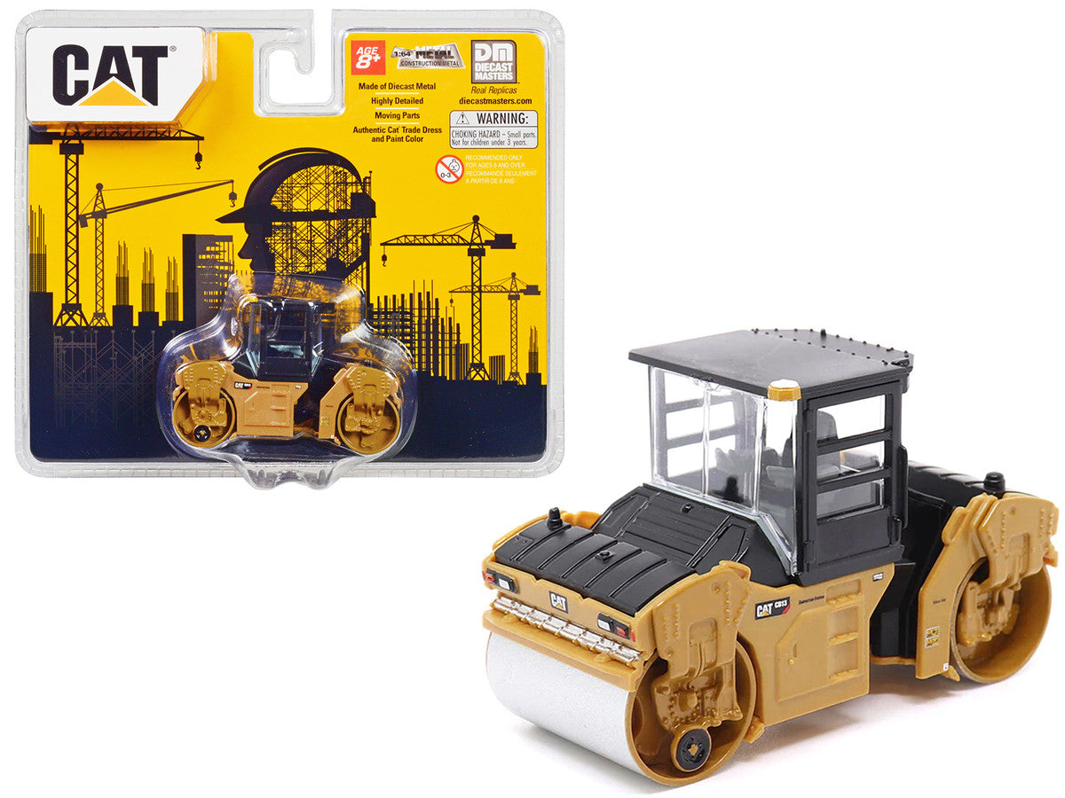 CAT Caterpillar CB-13 Tandem Vibratory Roller with Cab Yellow and Black 1/64 Diecast Model by Diecast Masters LuxuryLifeWay Online Store