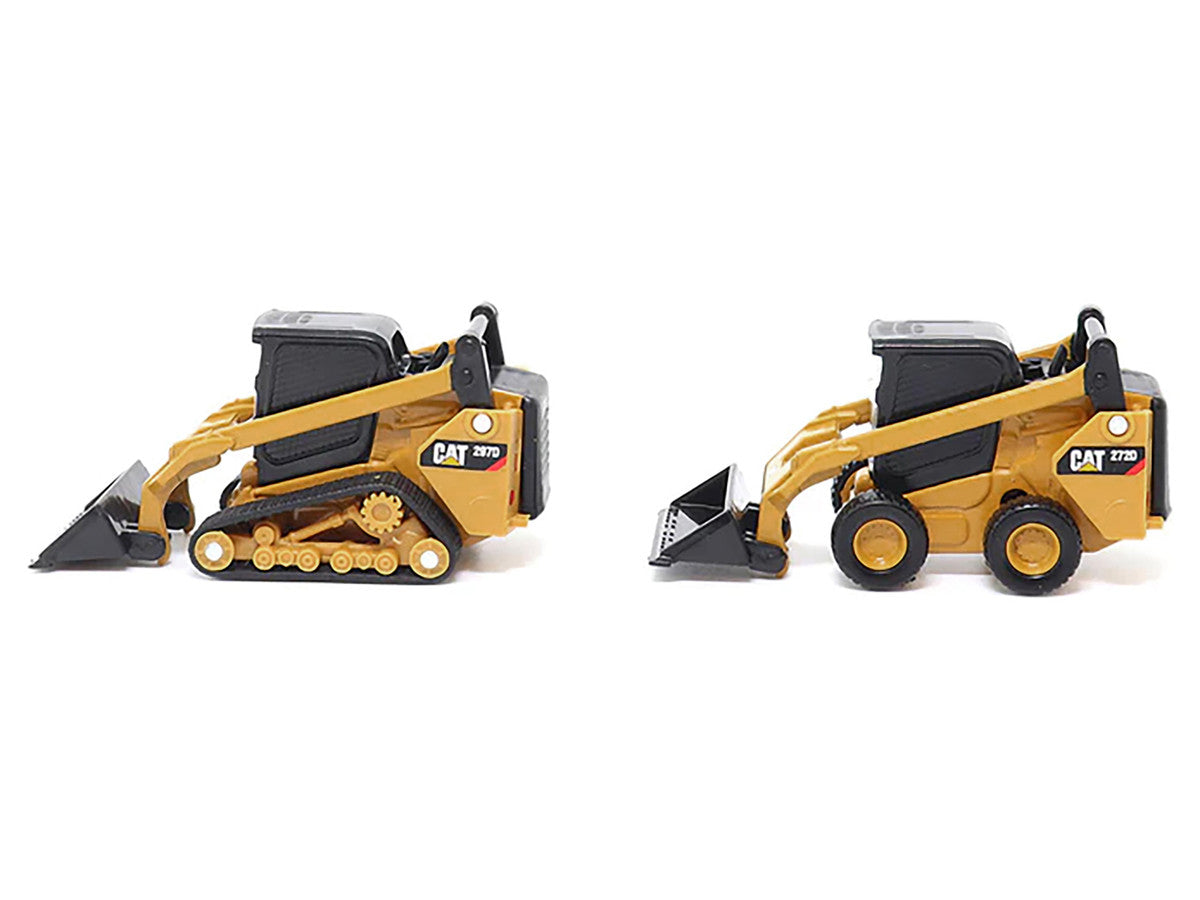 CAT Caterpillar 272D2 Skid Steer Loader Yellow and CAT Caterpillar 297D2 Compact Track Loader Yellow Set of 2 pieces 1/64 Diecast Models by Diecast Masters LuxuryLifeWay Online Store
