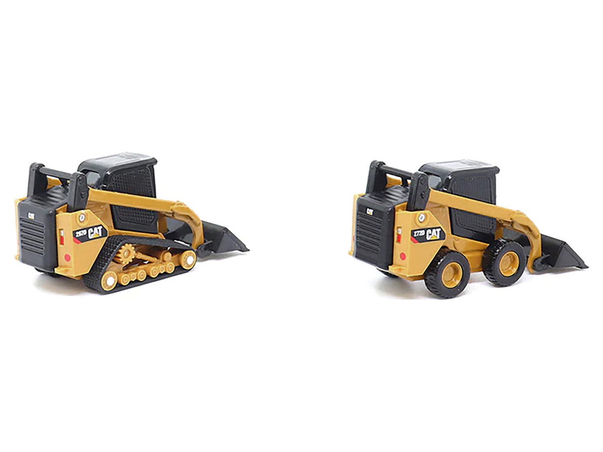 CAT Caterpillar 272D2 Skid Steer Loader Yellow and CAT Caterpillar 297D2 Compact Track Loader Yellow Set of 2 pieces 1/64 Diecast Models by Diecast Masters LuxuryLifeWay Online Store