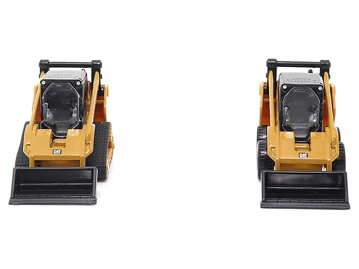 CAT Caterpillar 272D2 Skid Steer Loader Yellow and CAT Caterpillar 297D2 Compact Track Loader Yellow Set of 2 pieces 1/64 Diecast Models by Diecast Masters LuxuryLifeWay Online Store