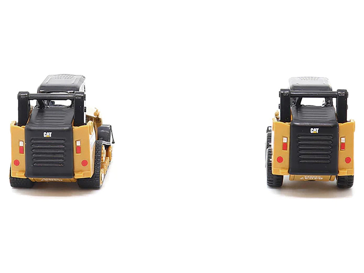 CAT Caterpillar 272D2 Skid Steer Loader Yellow and CAT Caterpillar 297D2 Compact Track Loader Yellow Set of 2 pieces 1/64 Diecast Models by Diecast Masters LuxuryLifeWay Online Store