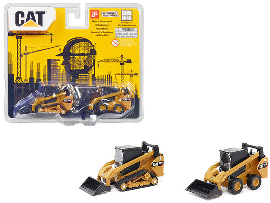 CAT Caterpillar 272D2 Skid Steer Loader Yellow and CAT Caterpillar 297D2 Compact Track Loader Yellow Set of 2 pieces 1/64 Diecast Models by Diecast Masters LuxuryLifeWay Online Store