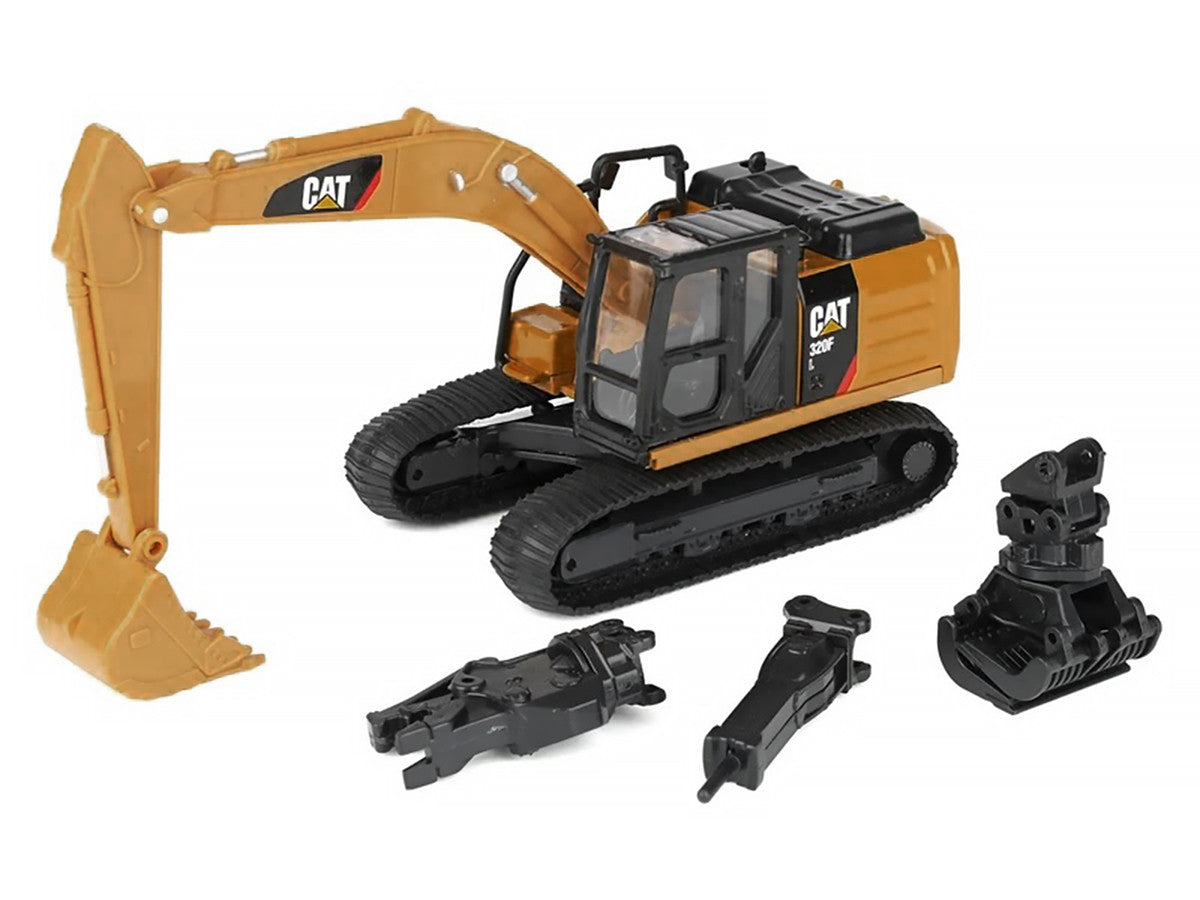 CAT Caterpillar 320F L Excavator with Interchangeable Attachment Yellow 1/64 Diecast Model by Diecast Master LuxuryLifeWay Online Store
