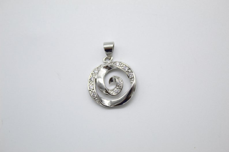 18K Gold Filled Swirl With CZ Cubic Zirconia Stone Pendant LuxuryLifeWay Online Store
