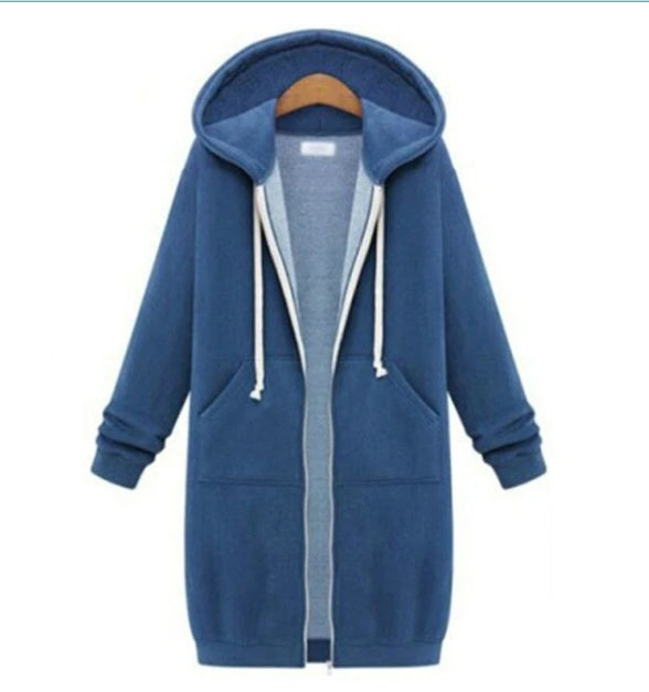 Hooded Long-sleeved Winter Sweater Women's Jacket In A Long Thick Shirt Pi-Mart