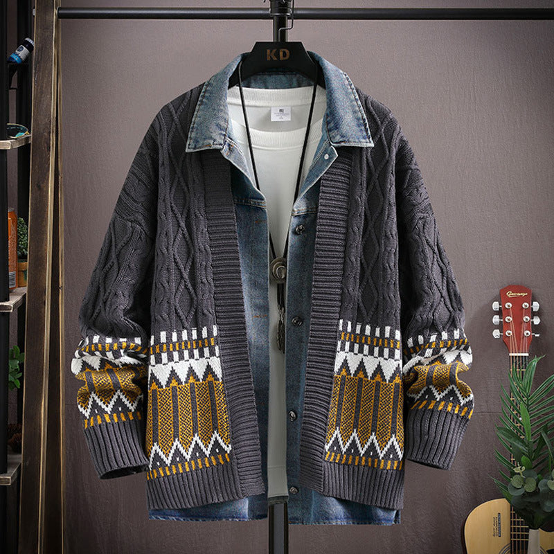 Men's Clothing Fashion Polo Collar Sweater Cardigan Coat Best YouTube Store