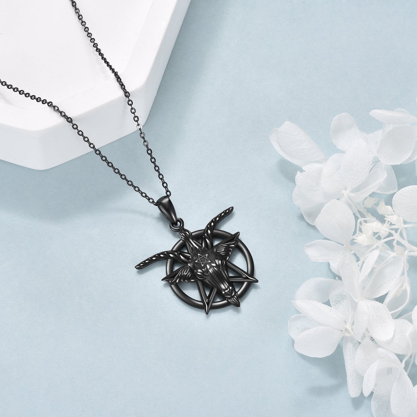 Baphomet Inverted Pentagram Necklace 925 Sterling Silver LadyShow.Store