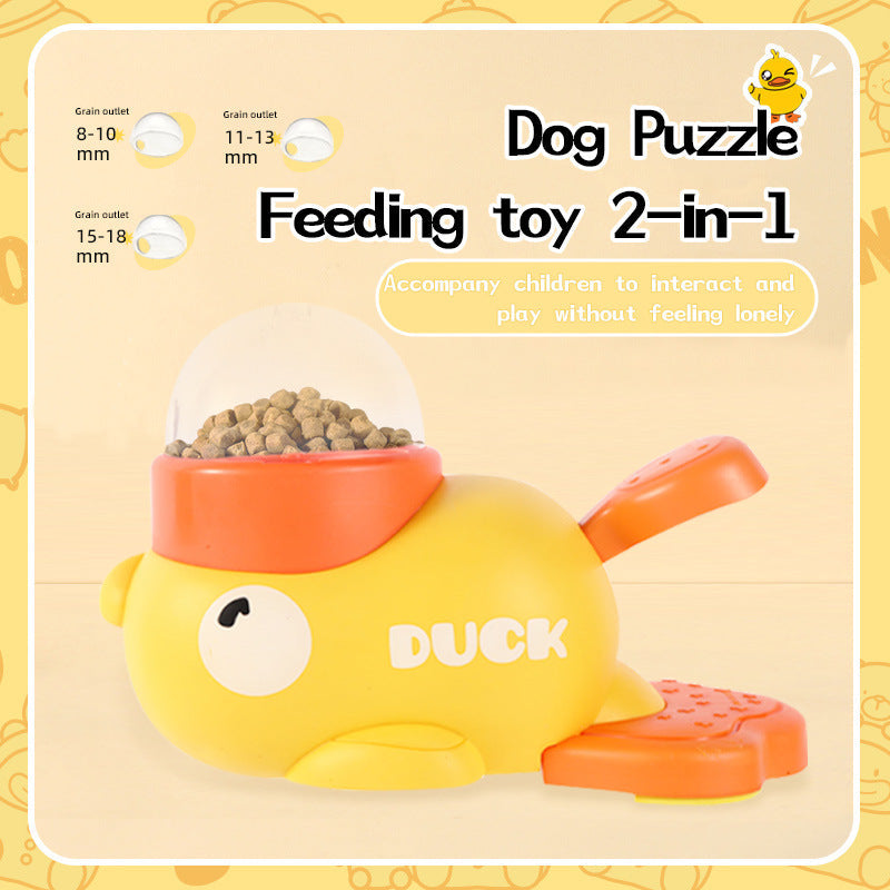 Dog Puzzle Feeder Interactive Pet Food Treat Dispenser Cartoon Duck Design Anti-slip Pets Automatic Feeder Toys For Dog Training Pet Products Pets Fashion
