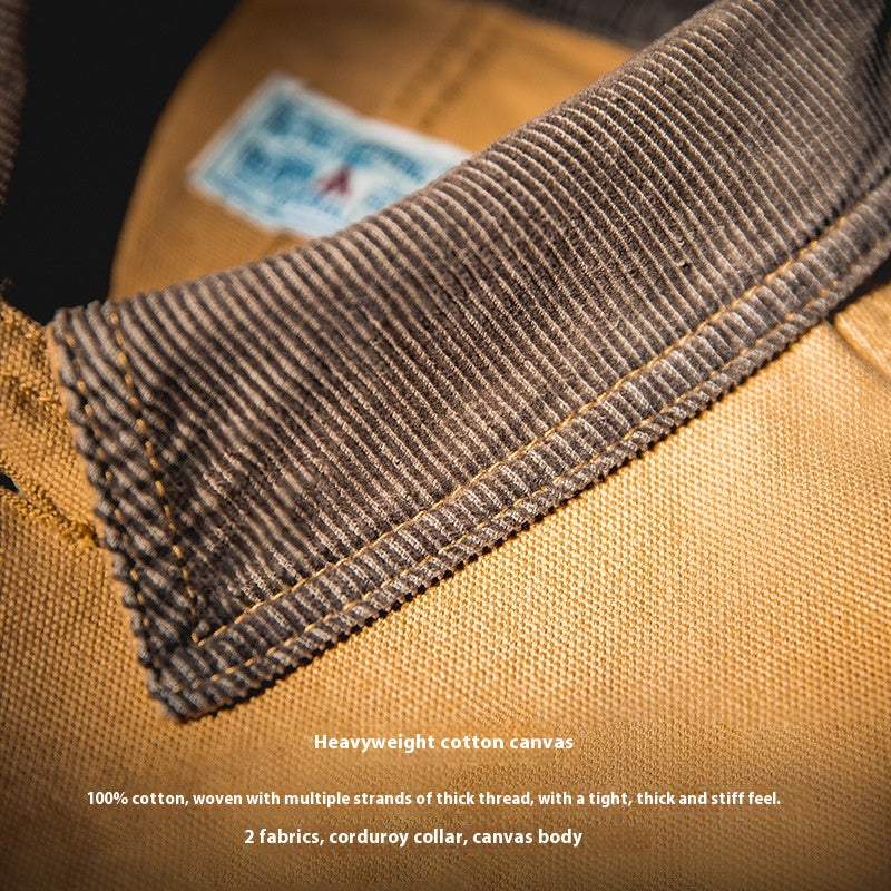 Retro Heavy Canvas Workwear Jacket Lapel Multi-pocket Jacket Best YouTube Store
