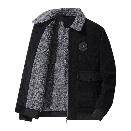 Men's Thickened Lamb Wool Cotton Corduroy Lapel Jacket Pi-Mart