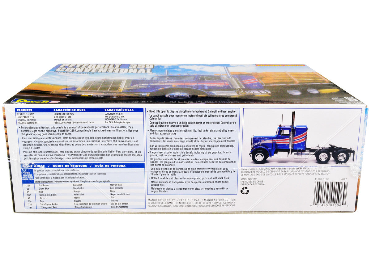 Level 4 Model Kit Peterbilt 359 Conventional Truck Tractor (without Trailer) "Historic Series" 1/25 Scale Model by Revell LuxuryLifeWay Online Store