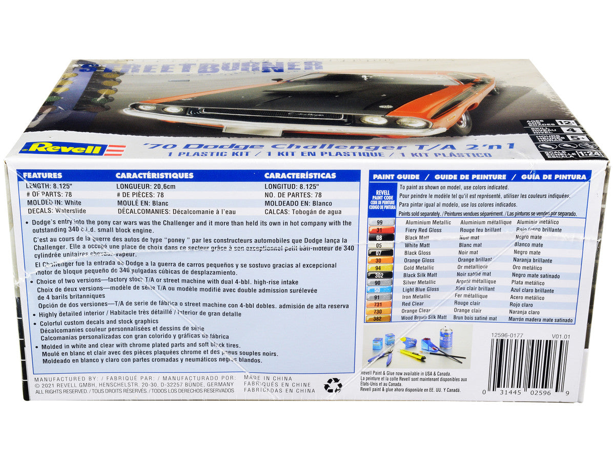 Level 4 Model Kit 1970 Dodge Challenger T/A "Streetburner" 2-in-1 Kit 1/24 Scale Model by Revell LuxuryLifeWay Online Store