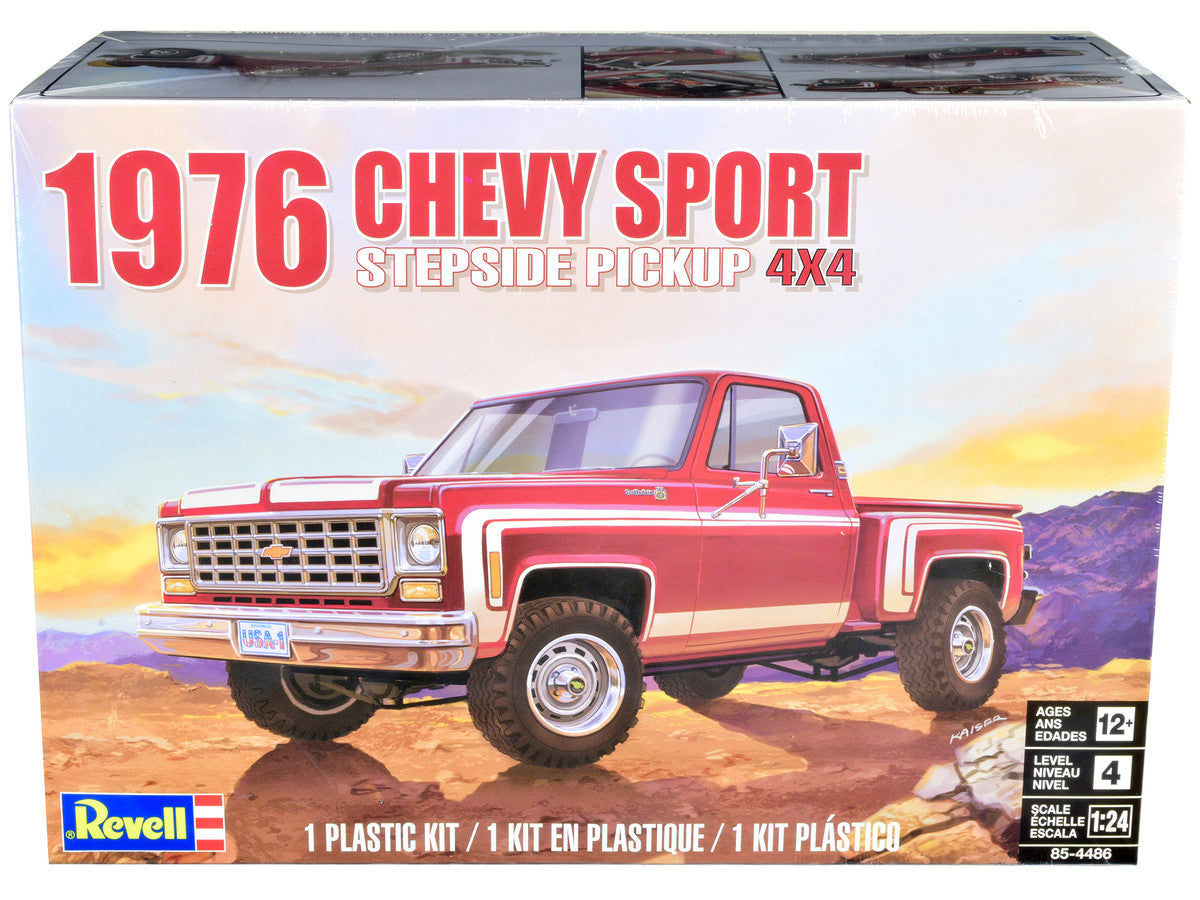 Level 4 Model Kit 1976 Chevrolet Sports Stepside 4x4 Pickup Truck 1/24 Scale Model by Revell LuxuryLifeWay Online Store