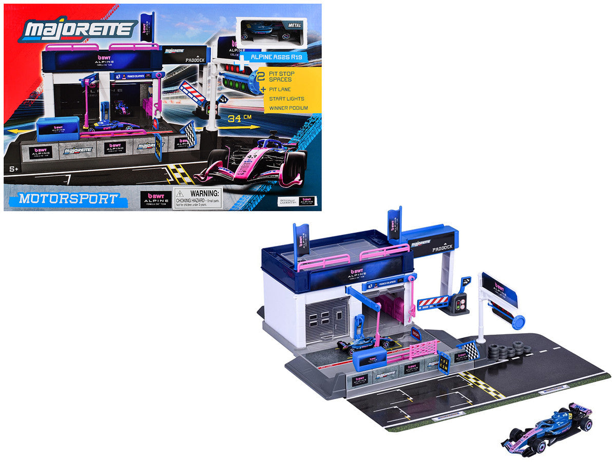 "BWT Alpine Formula One Team" (2025) Pit Stop Playset with Alpine A525 R19 1/64 Diecast Model Car by Majorette LuxuryLifeWay Online Store
