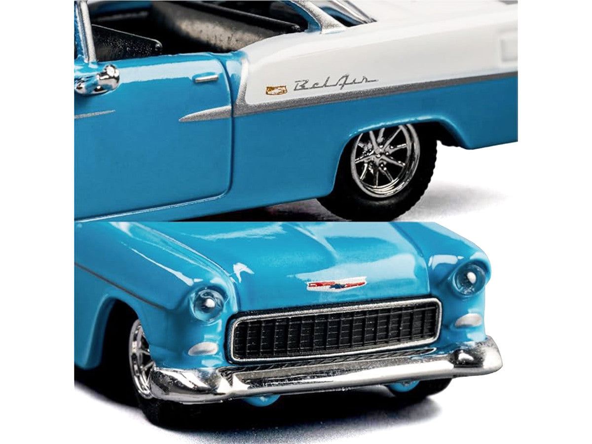 1955 Chevrolet Bel Air Blue and White "Collection" Series 1/64 Diecast Model Car by Majorette LuxuryLifeWay Online Store