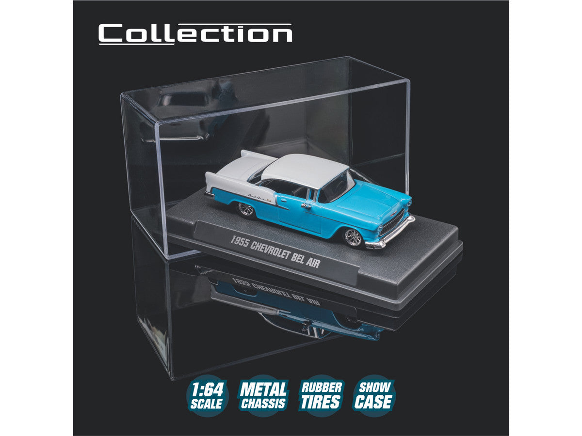 1955 Chevrolet Bel Air Blue and White "Collection" Series 1/64 Diecast Model Car by Majorette LuxuryLifeWay Online Store