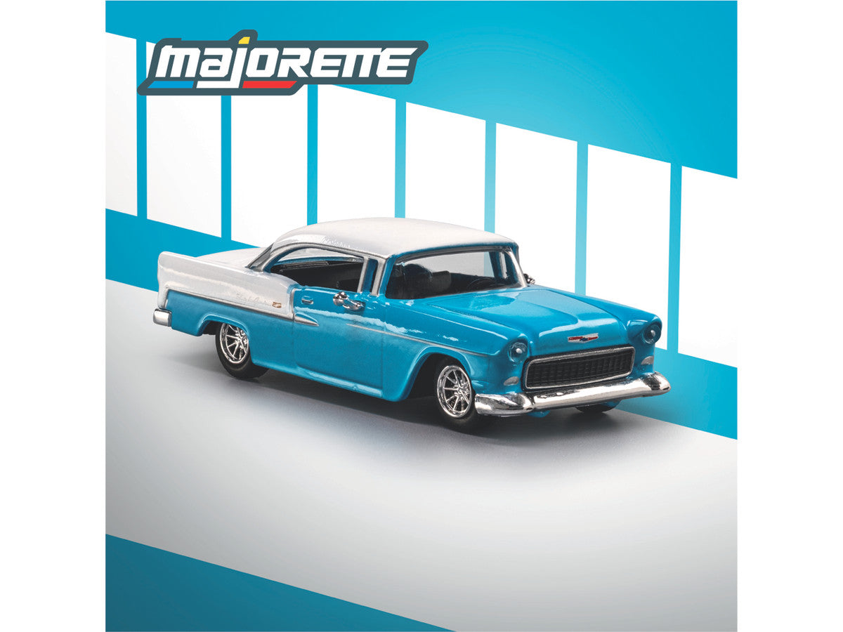 1955 Chevrolet Bel Air Blue and White "Collection" Series 1/64 Diecast Model Car by Majorette LuxuryLifeWay Online Store