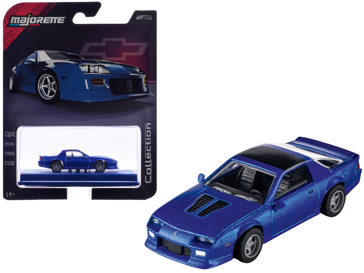 1985 Chevrolet Camaro Blue Metallic with Black Top "Collection" Series 1/64 Diecast Model Car by Majorette LuxuryLifeWay Online Store