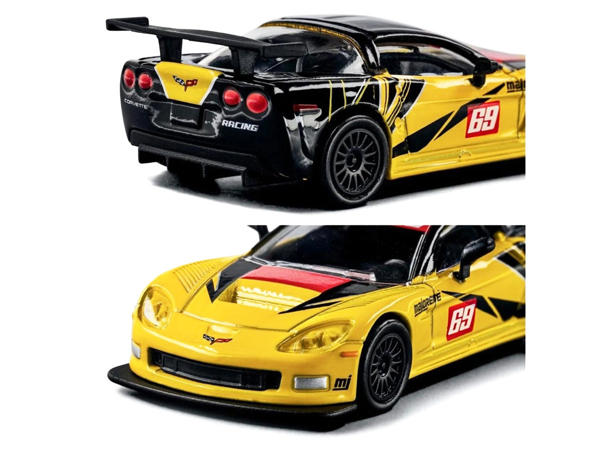 2005 Chevrolet Corvette C6R #69 Yellow and Black "Collection" Series 1/64 Diecast Model Car by Majorette LuxuryLifeWay Online Store