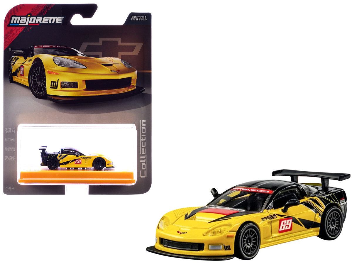 2005 Chevrolet Corvette C6R #69 Yellow and Black "Collection" Series 1/64 Diecast Model Car by Majorette LuxuryLifeWay Online Store