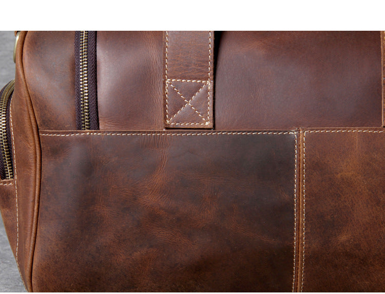First layer leather big travel bag