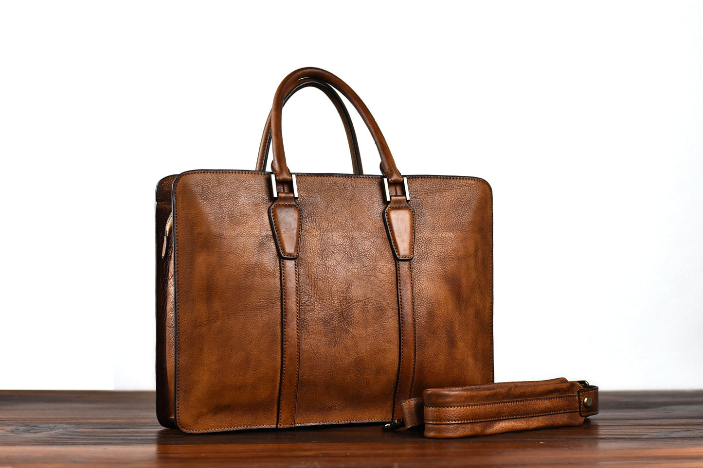 New Men's Handbag Vegetable Tanned Leather Retro Horizontal LadyShow.Store
