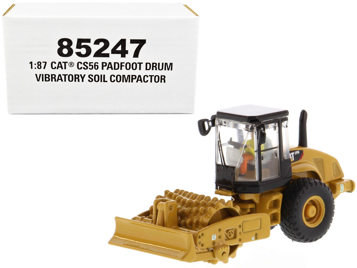 CAT Caterpillar CS56 Padfoot Drum Vibratory Soil Compactor with Operator "High Line" Series 1/87 (HO) Scale Diecast Model by Diecast Masters LuxuryLifeWay Online Store