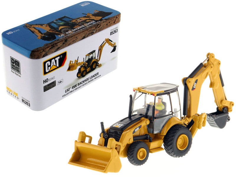 CAT Caterpillar 450E Backhoe Loader with Operator "High Line" Series 1/87 (HO) Scale Diecast Model by Diecast Masters LuxuryLifeWay Online Store