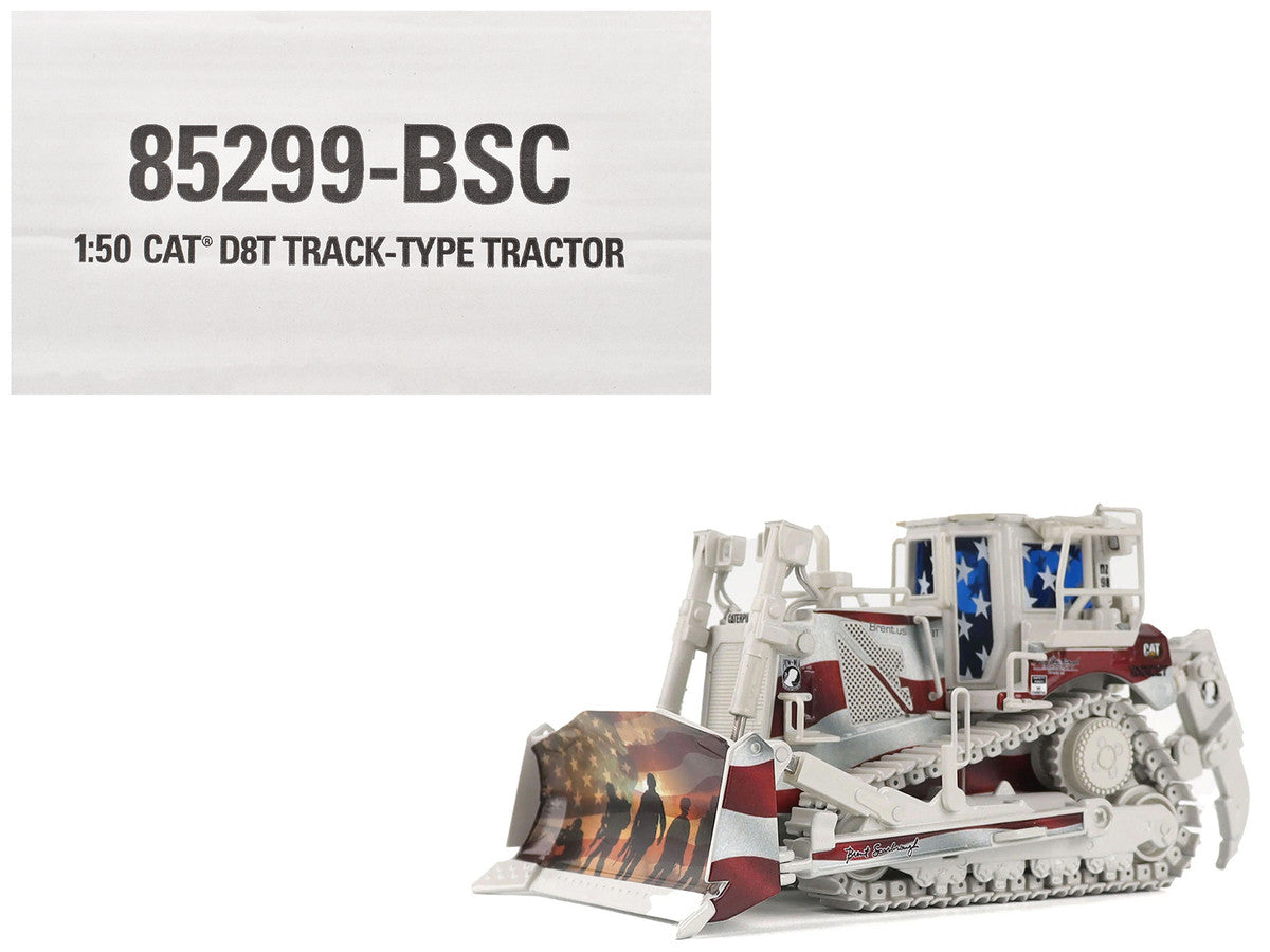 CAT Caterpillar D8T Track Type Tractor with Single Shank Ripper "Brent Scarbrough & Co." Patriotic Livery "High Line" Series 1/50 Diecast Model by Diecast Masters LuxuryLifeWay Online Store