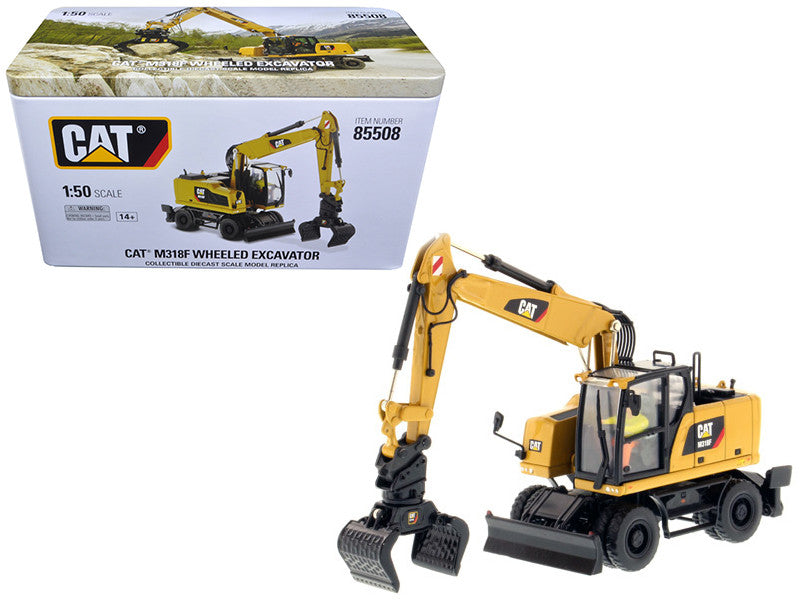 CAT Caterpillar M318F Wheeled Excavator with Operator "High Line Series" 1/50 Diecast Model by Diecast Masters LuxuryLifeWay Online Store