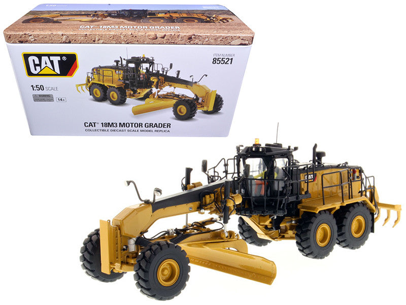 CAT Caterpillar 18M3 Motor Grader with Operator "High Line Series" 1/50 Diecast Model by Diecast Masters LuxuryLifeWay Online Store