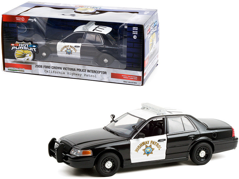 2008 Ford Crown Victoria Police Interceptor Black and White CHP "California Highway Patrol" "Hot Pursuit" Series 1/24 Diecast Model Car by Greenlight LuxuryLifeWay Online Store