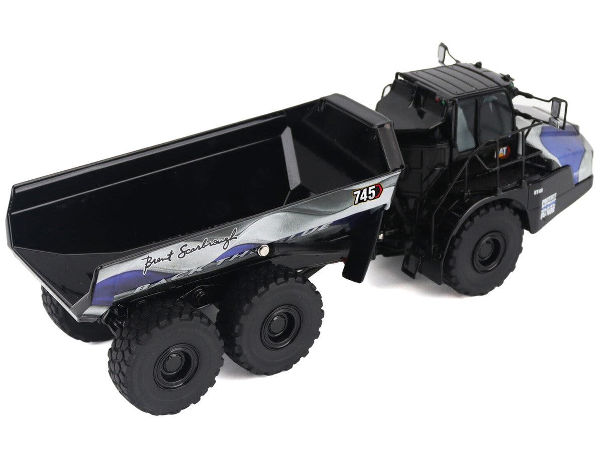 CAT Caterpillar 745 Articulated Dump Truck "Brent Scarbrough & Co. - Back the Blue" Black with Graphics "High Line" Series 1/50 Diecast Model by Diecast Masters LuxuryLifeWay Online Store